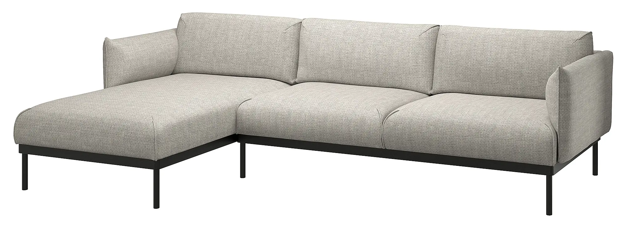 Canapea de colt Ikea Applaryd/Lejde 3 locuri/sezlong (Gri)