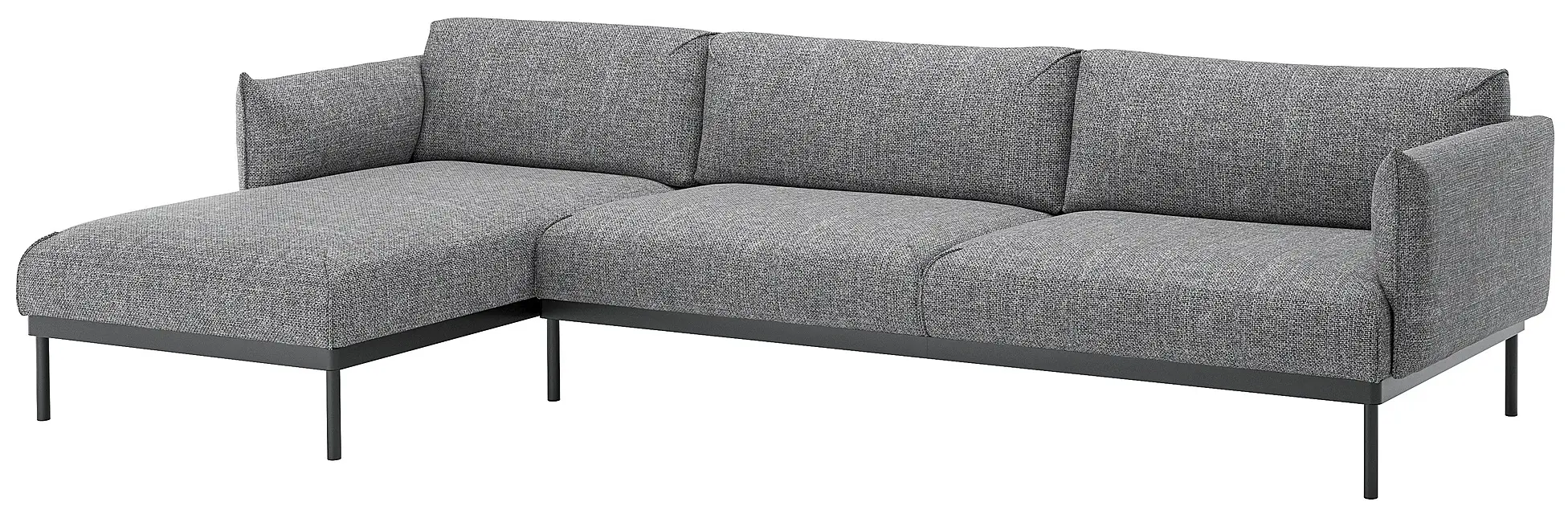 Canapea de colt Ikea Applaryd/Lejde 4 locuri/sezlong (Gri-negru)