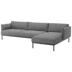 Canapea de colt Ikea Applaryd/Lejde 4 locuri/sezlong (Gri-negru) Thumb