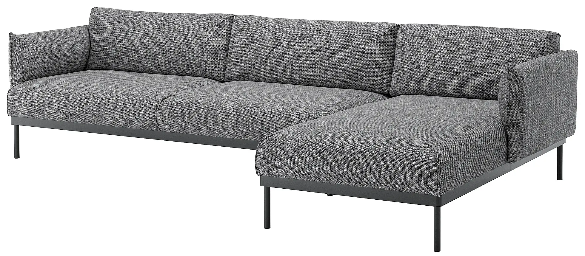 Canapea de colt Ikea Applaryd/Lejde 4 locuri/sezlong (Gri-negru)