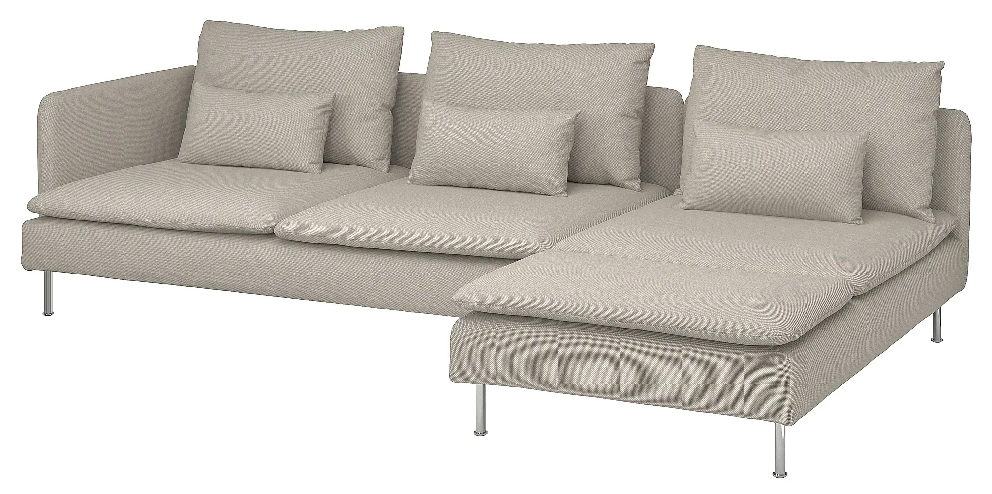 Диван угловой Ikea Soderhamn/Fridtuna 4-местный/шезлонг/открытая боковина (Светло-бежевый) - 2