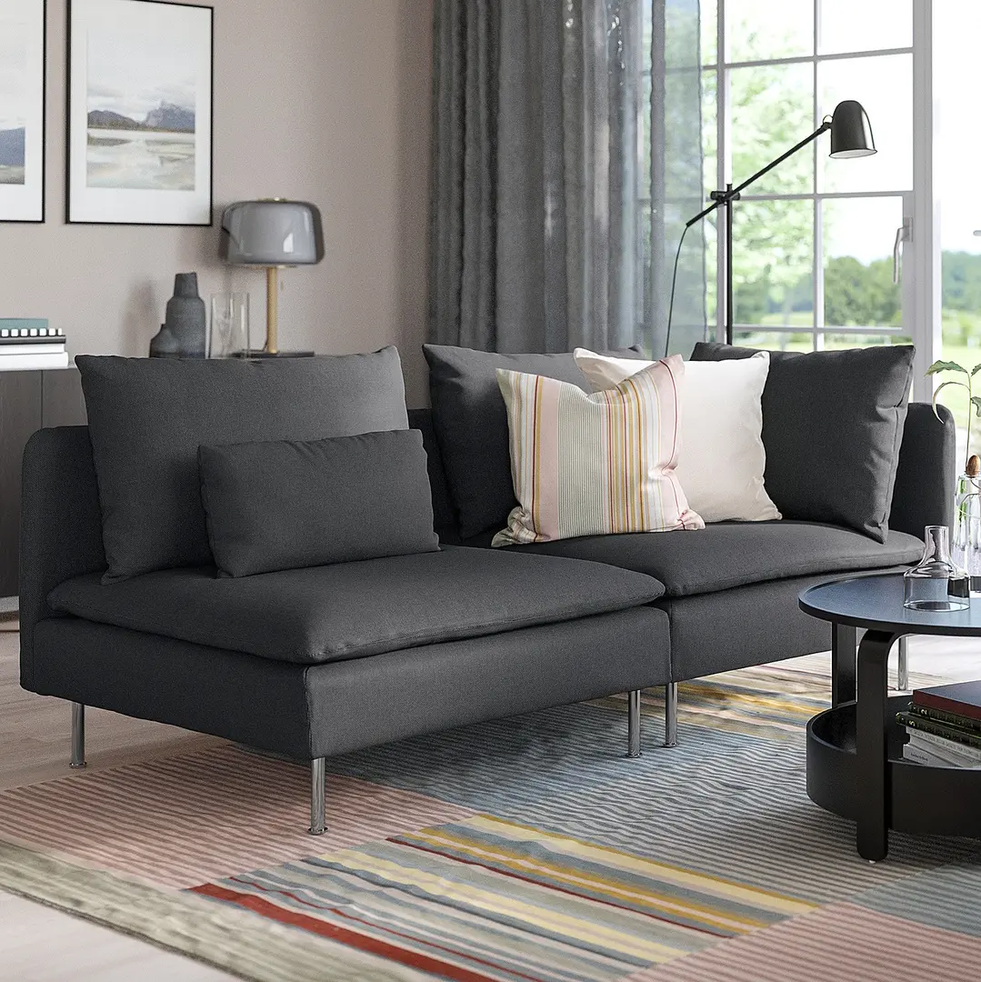 Canapea Ikea Soderhamn/Fridtuna 3 locuri/capat deschis (Gri inchis)