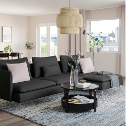 Диван угловой Ikea Soderhamn/Fridtuna 4-местный/шезлонг/открытая боковина (Темно-серый)