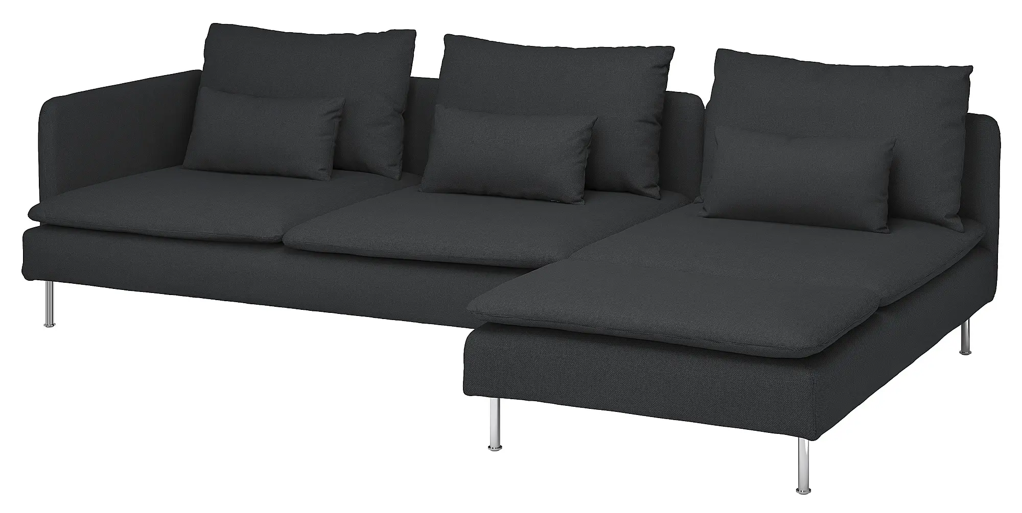 Диван угловой Ikea Soderhamn/Fridtuna 4-местный/шезлонг/открытая боковина (Темно-серый) - 2