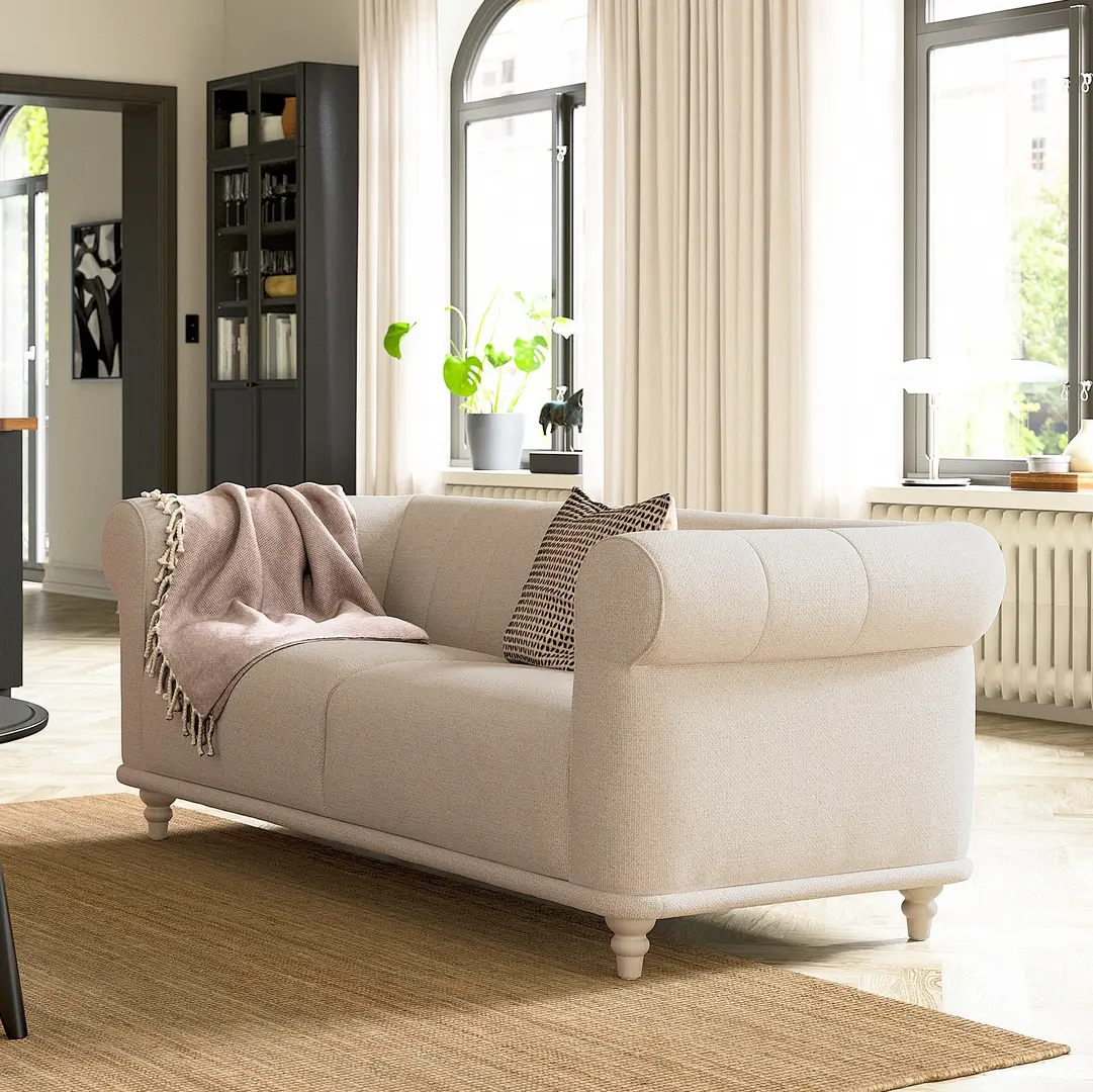 Диван Ikea Viskafors/Lejde 2-местный (Светло-бежевый/Береза)