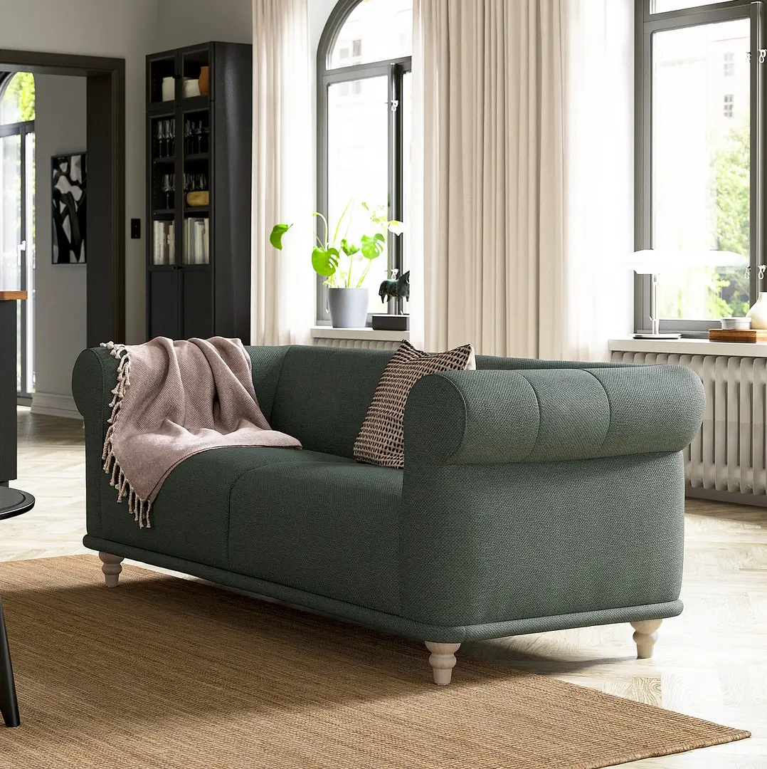 Canapea Ikea Viskafors/Lejde 2 locuri (Gri-verde/Mesteacan)