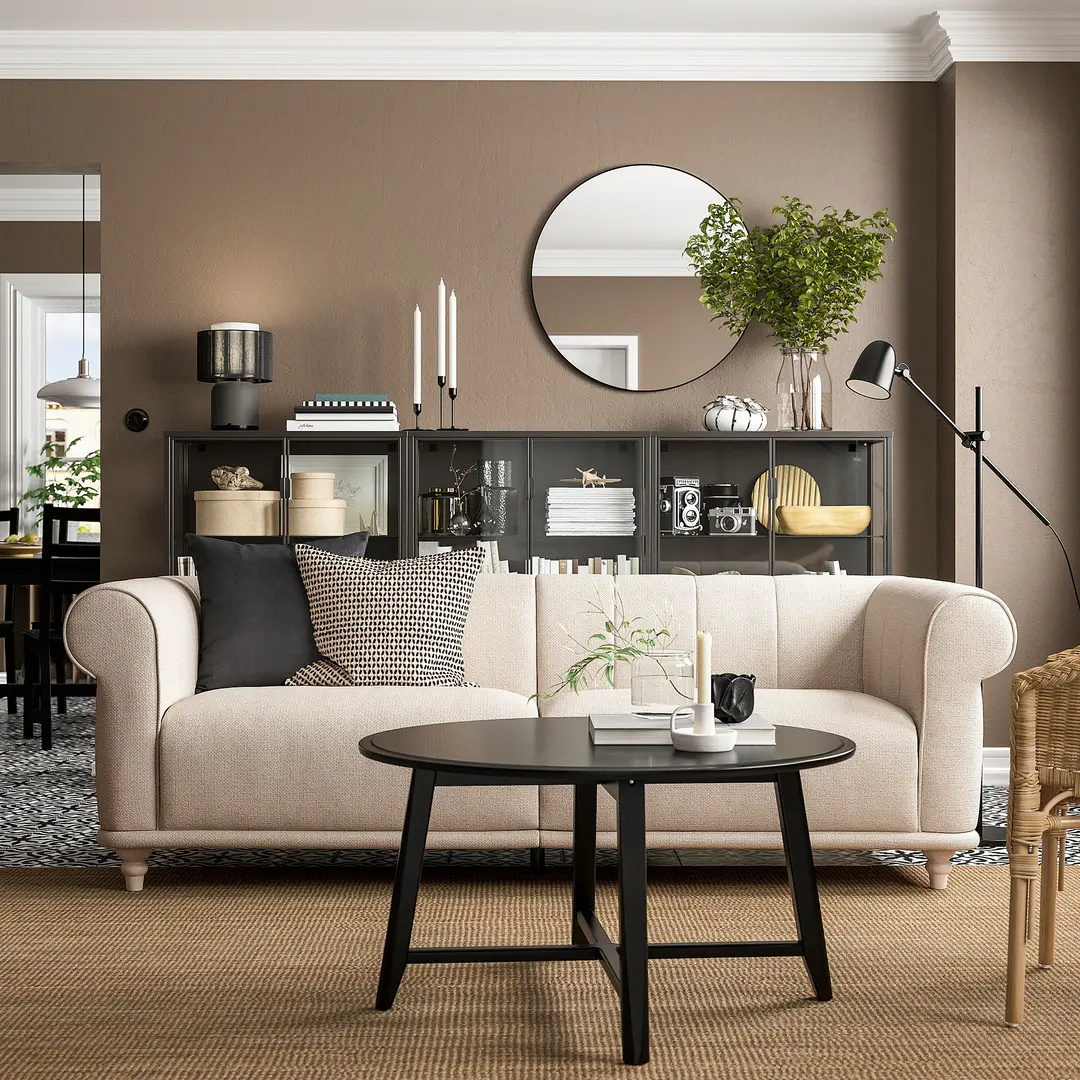 Canapea Ikea Viskafors/Lejde 3 locuri (Bej deschis/Mesteacan)