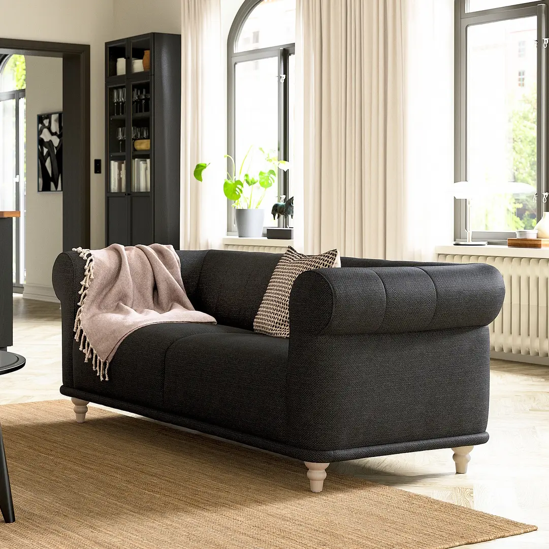 Canapea Ikea Viskafors/Lejde 2 locuri (Antracit/Mesteacan)