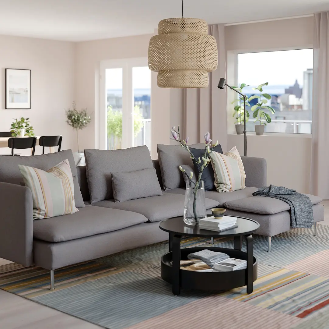 Диван угловой Ikea Soderhamn/Tonerud 4-местный/шезлонг (Серый)