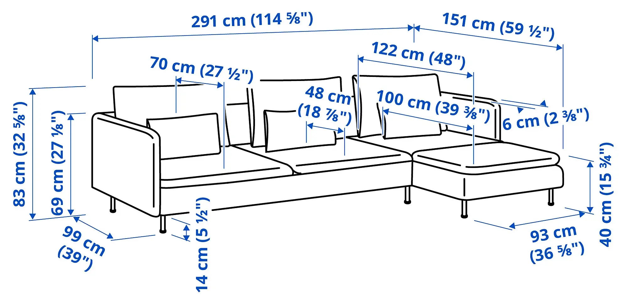 Диван угловой Ikea Soderhamn/Tonerud 4-местный/шезлонг (Серый) - 3