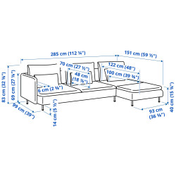 Canapea de colt Ikea Soderhamn/Viarp 4-locuri/sezlong/capat deschis (Bej-maro) Thumb