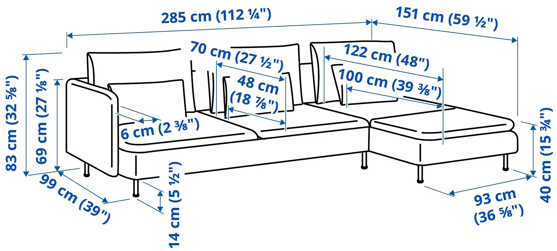 Canapea de colt Ikea Soderhamn/Viarp 4-locuri/sezlong/capat deschis (Bej-maro)