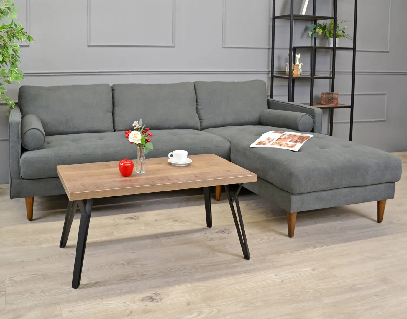 Canapea de colt DP City Right (Dark Grey)