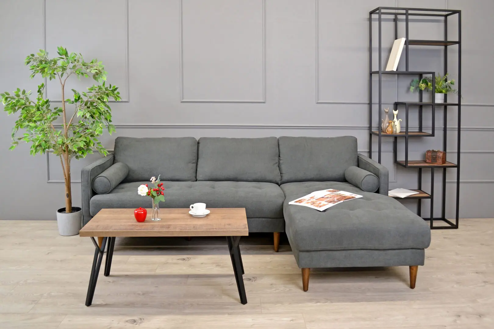 Canapea de colt DP City Right (Dark Grey)