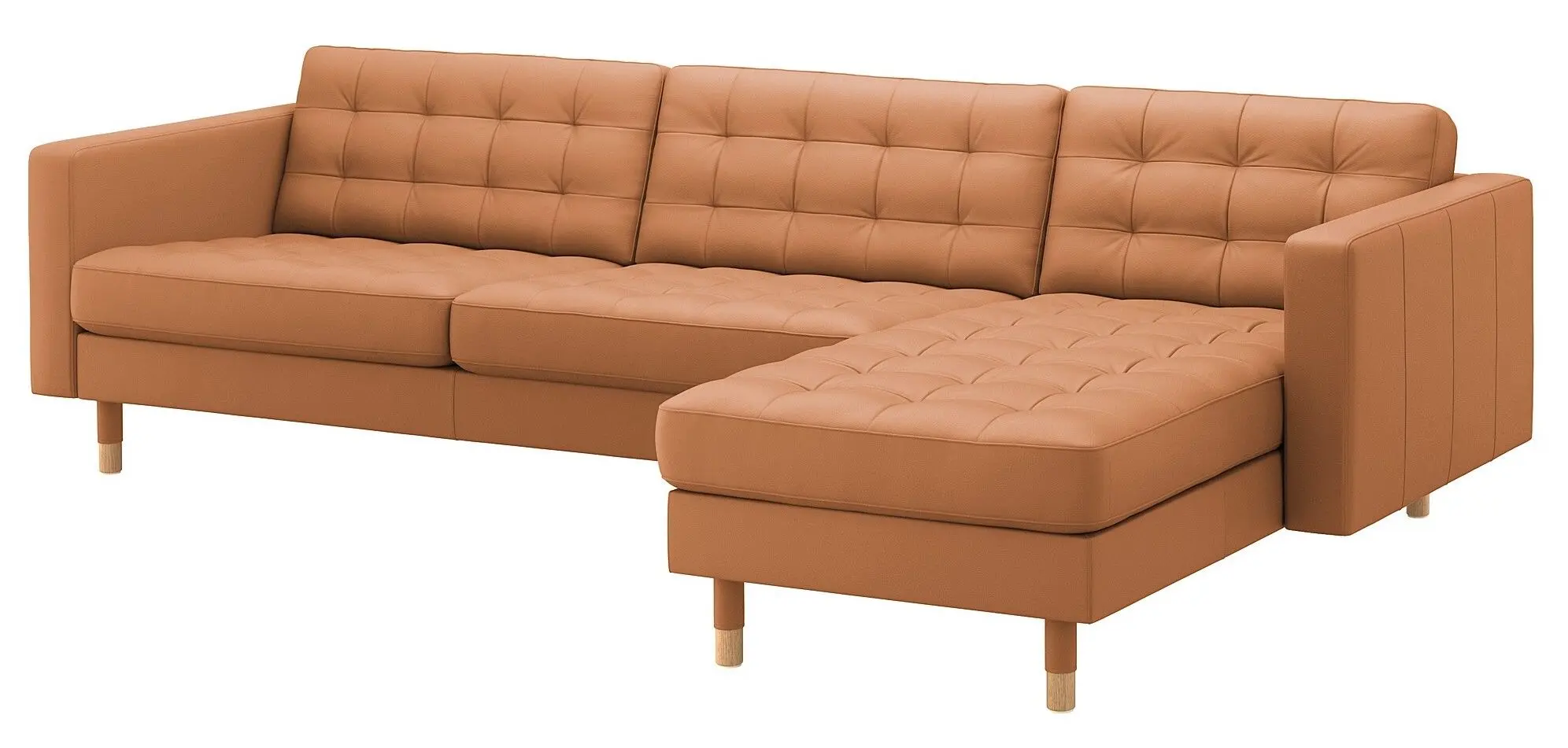 Canapea Ikea Landskrona/Grann/Bomstad 4 locuri/sezlong/lemn (Maro-auriu) - 2