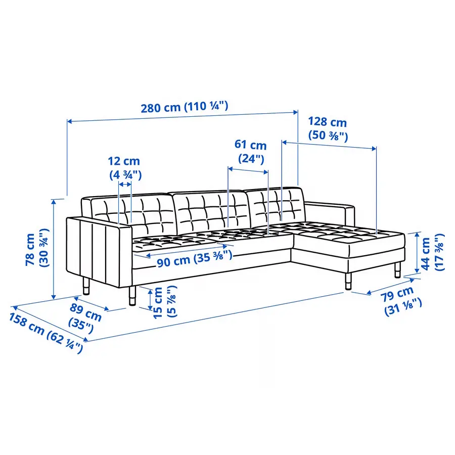 Canapea Ikea Landskrona/Grann/Bomstad 4 locuri/sezlong/lemn (Maro-auriu) - 7
