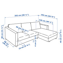 Диван Ikea Vimle/Grann/Bomstad 3-местный с шезлонгом (Черный) Thumb
