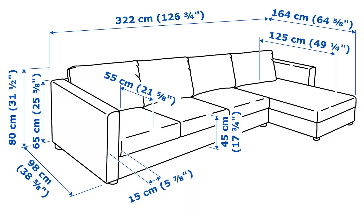 Диван Ikea Vimle/Grann/Bomstad 4-местный с шезлонгом (Черный)