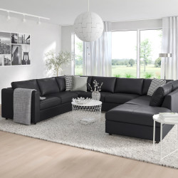 Canapea de colt Ikea Vimle/Grann/Bomstad 6-locuri/capat deschis (Negru)