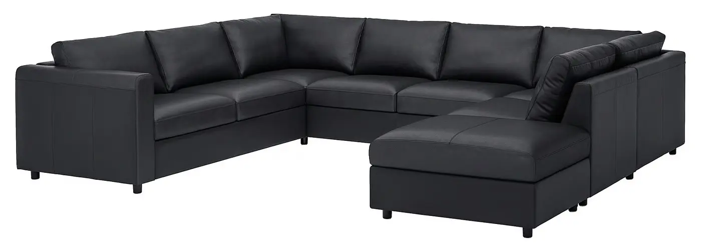 Canapea de colt Ikea Vimle/Grann/Bomstad 6-locuri/capat deschis (Negru)