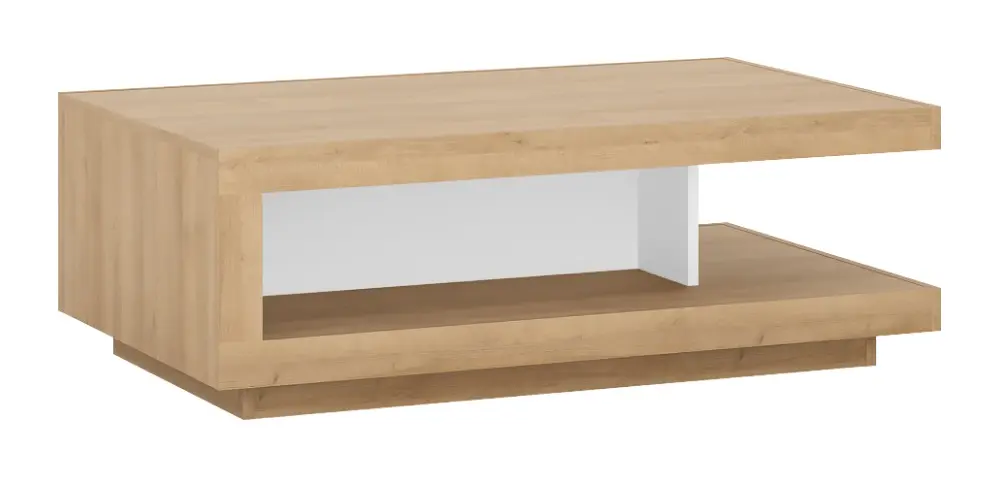 Masa de cafea Tempo Kondela Leonardo LYOT01 (Riviera Oak/White Extra High Gloss)