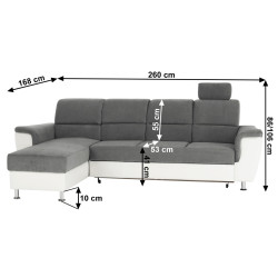 Диван угловой раскладной Mobhaus Santiago Left (White/Gray) Thumb