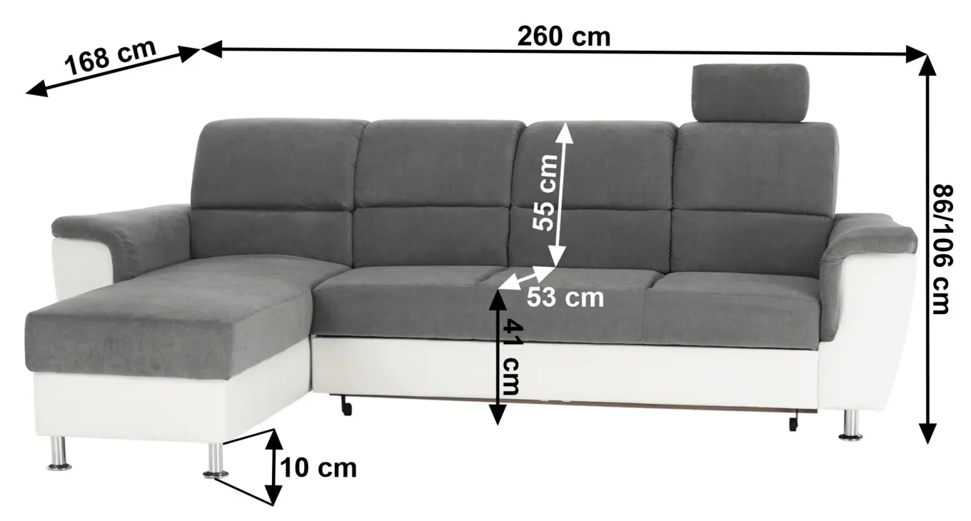 Диван угловой раскладной Mobhaus Santiago Left (White/Gray)
