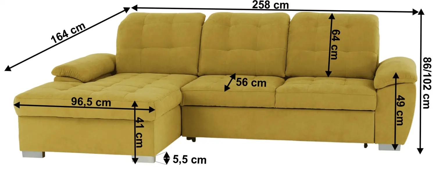 Canapea de colt extensibila Mobhaus Evangelin Left (Mustard) - 12