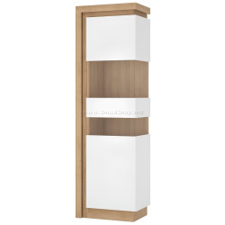 Vitrina Tempo Kondela Leonardo LYOV03P (Riviera Oak/White Extra High Gloss)
