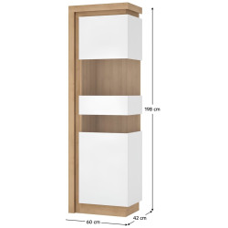 Витрина Tempo Kondela Leonardo LYOV03P (Riviera Oak/White Extra High Gloss) Thumb