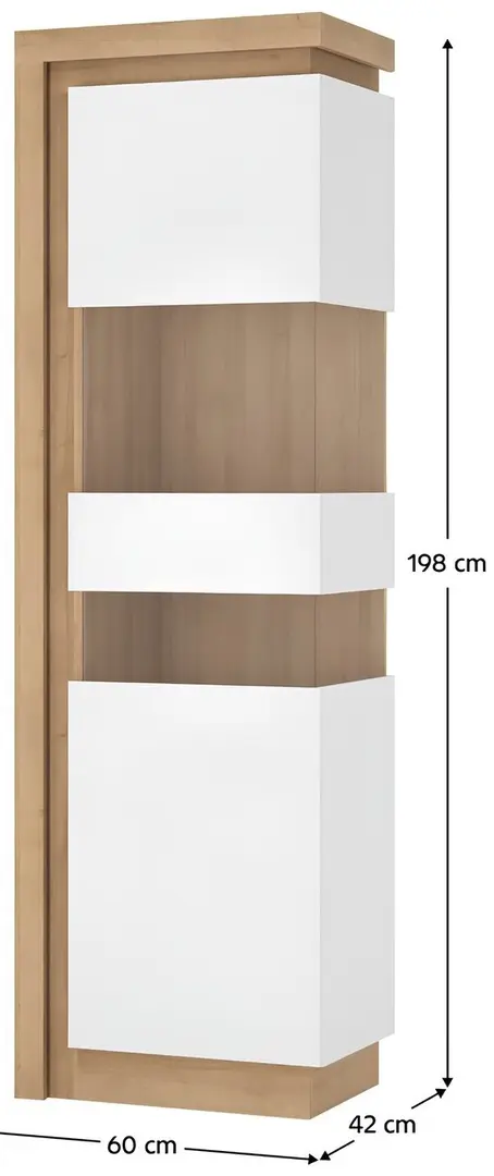 Витрина Tempo Kondela Leonardo LYOV03P (Riviera Oak/White Extra High Gloss) - 4