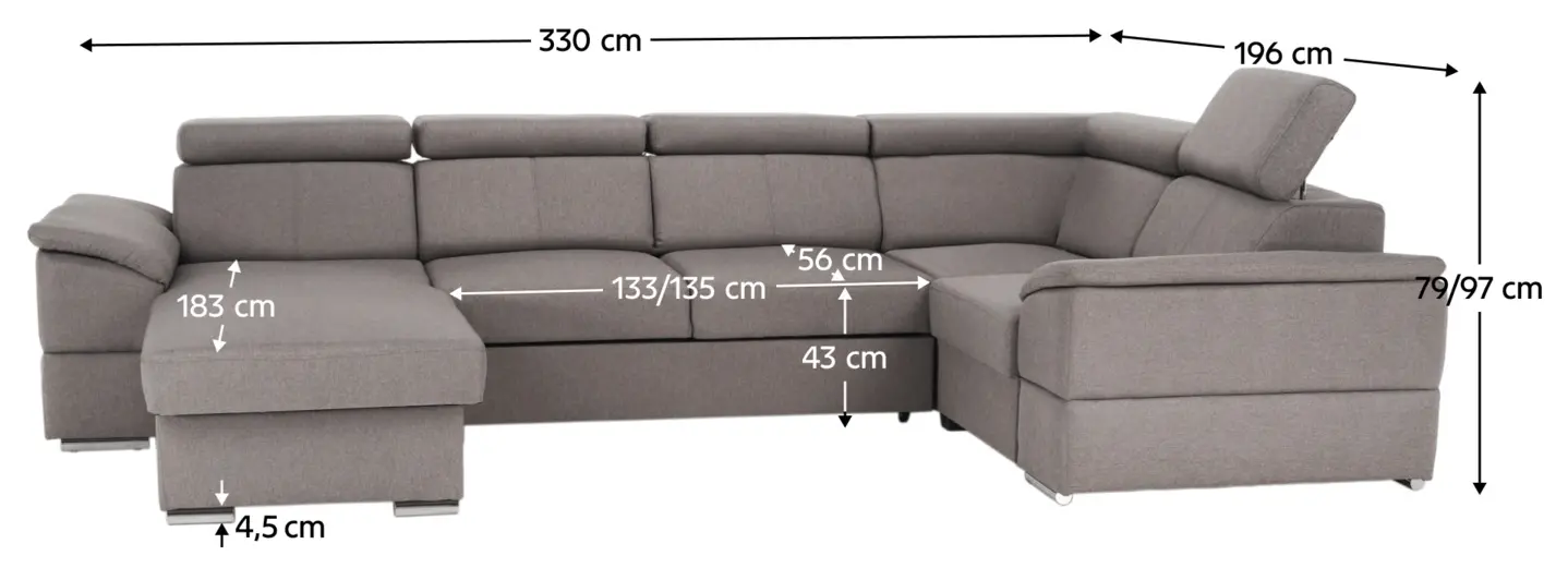 Диван П-образный раскладной Mobhaus Segoria Roh Left (Gray-Brown) - 11