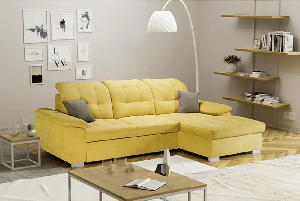 Диван угловой раскладной Mobhaus Evangelin Right (Mustard)