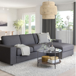 Canapea de colt Ikea Vimle/Gunnared 3 locuri/sezlong/brate late (Gri mediu)