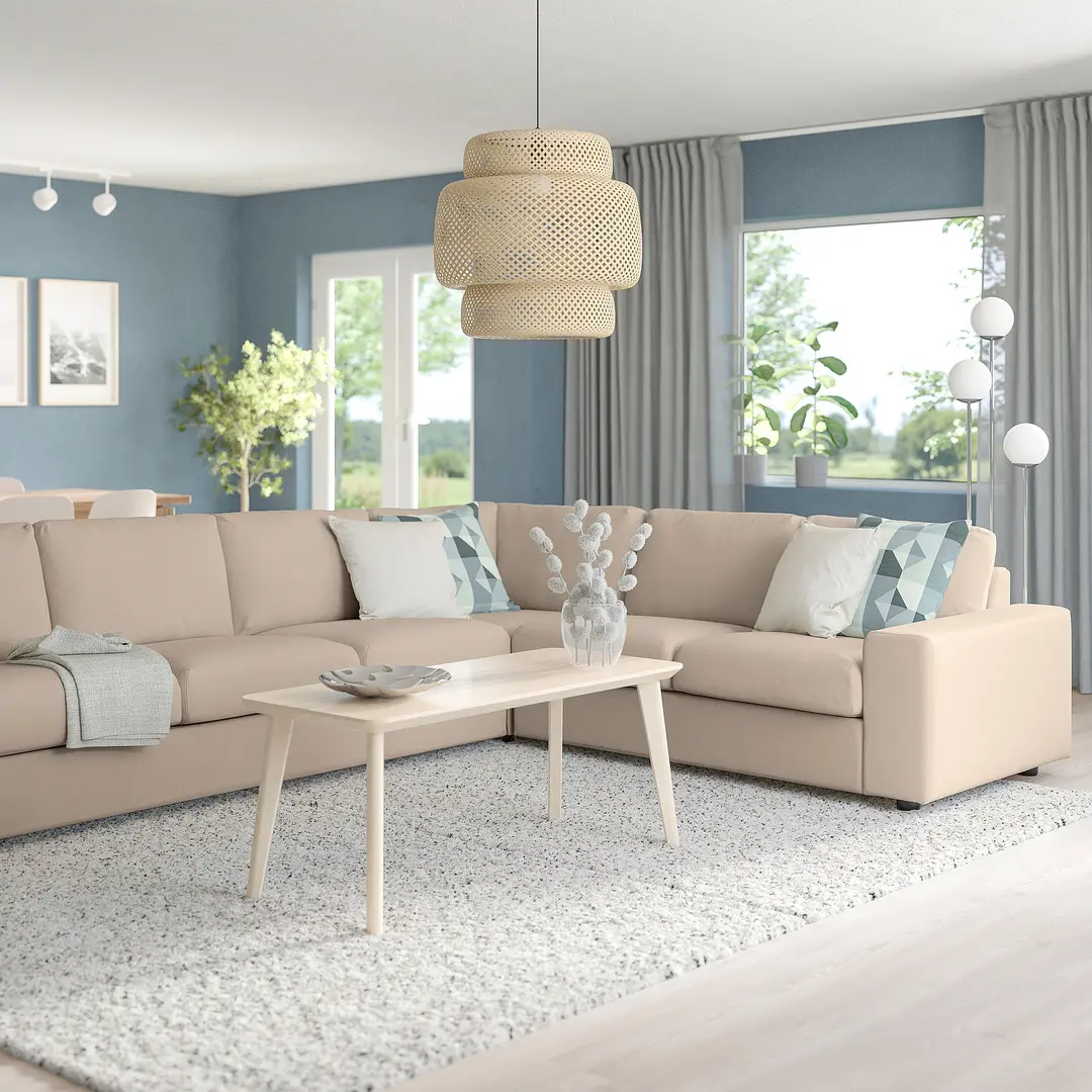 Canapea colt Ikea Vimle/Hallarp 5 locuri/brate late (Bej)