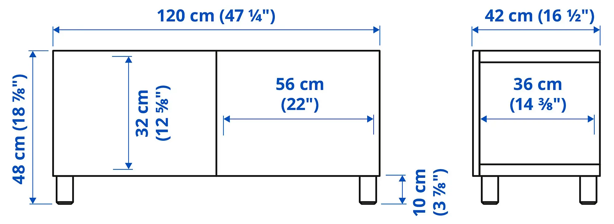 Tumba pentru TV Ikea Besta/Lappviken/Stubbarp 120x42x48 (Alb)
