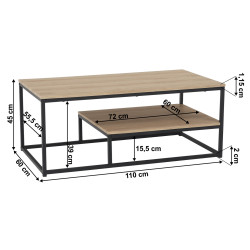 Masa pentru reviste Mobhaus Laron (Light Oak/Black) Thumb