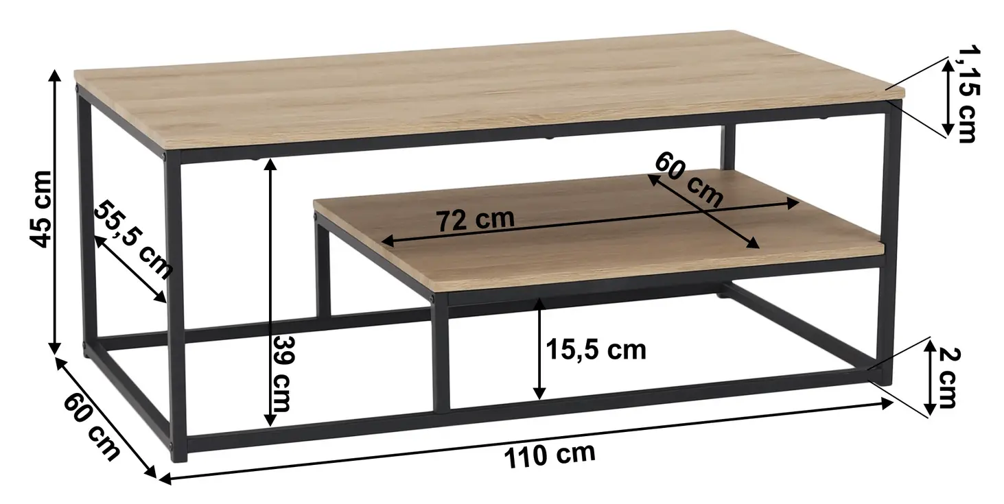 Masa pentru reviste Mobhaus Laron (Light Oak/Black)