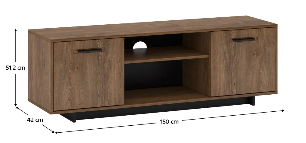 Тумба РТВ Tempo Kondela Delis B (Bolzano Oak/Black) - 3