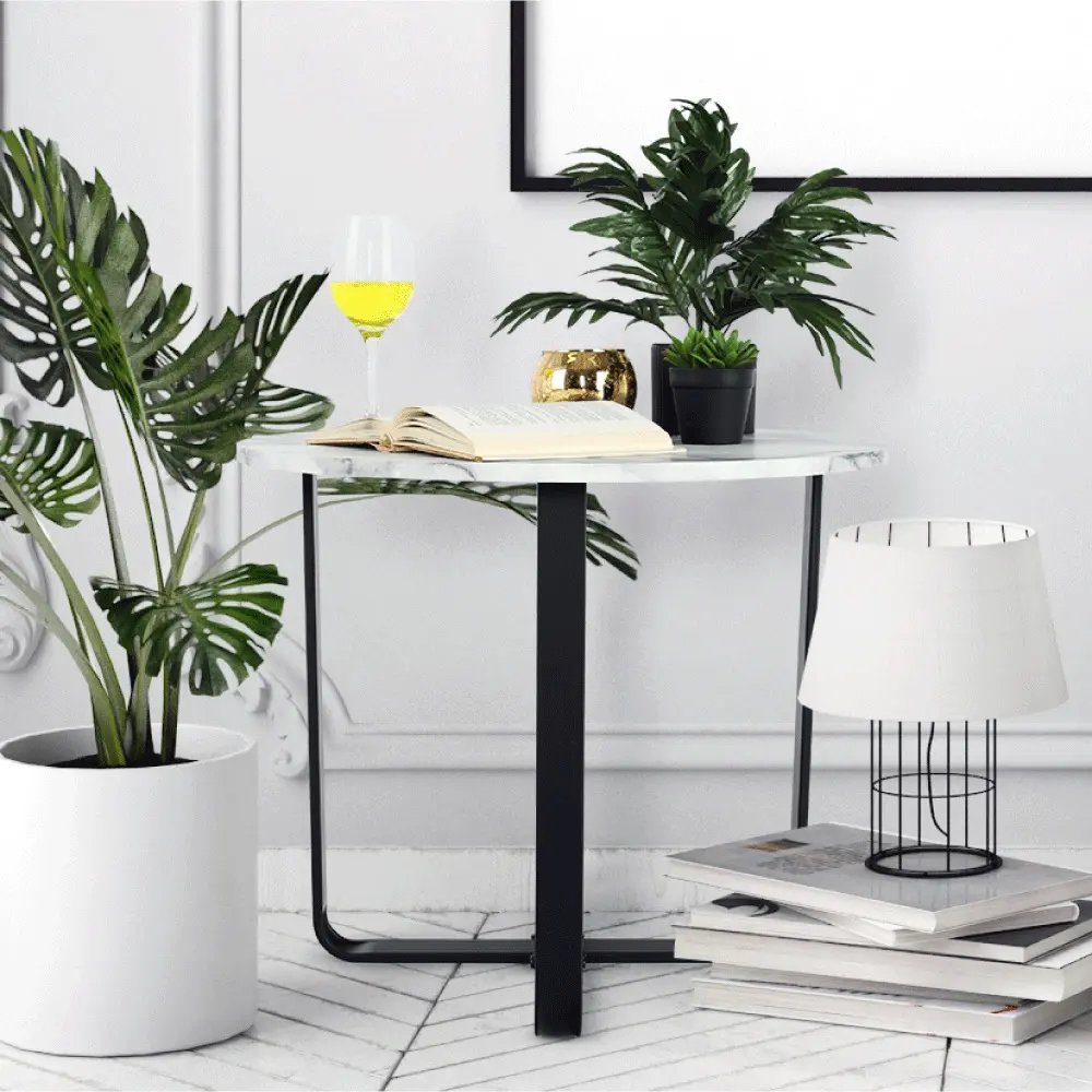 Masa pentru reviste Mobhaus Salino (White Marble/Black)