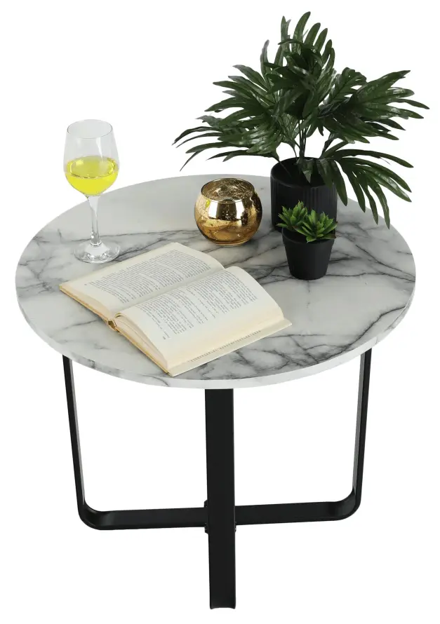 Masa pentru reviste Mobhaus Salino (White Marble/Black)
