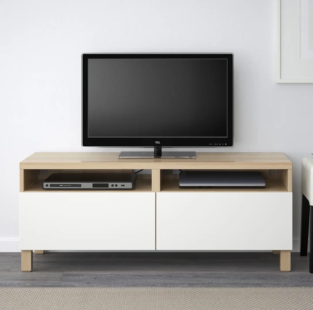 Тумба РТВ Ikea Besta/Lappviken 120x42x48 (Состаренный дуб/Белый)