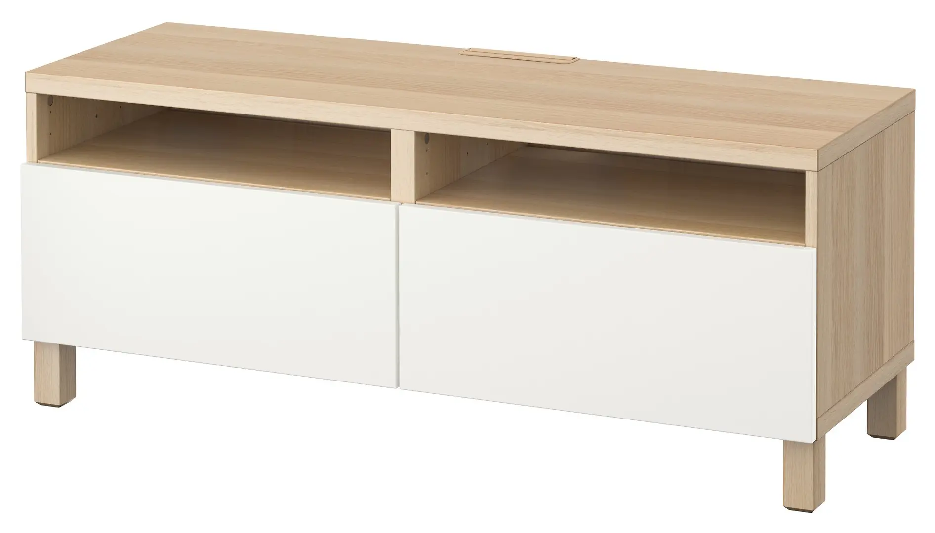 Тумба РТВ Ikea Besta/Lappviken 120x42x48 (Состаренный дуб/Белый)