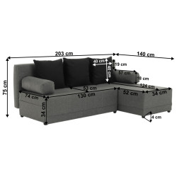 Диван угловой раскладной Tempo Kondela Mexx Right (Gray/Black) Thumb