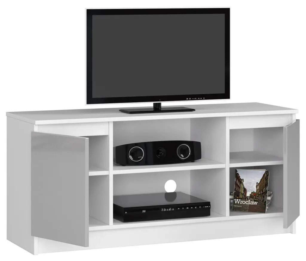 Tumba pentru TV Akord K120 2D1P (White/Metallic Gloss)