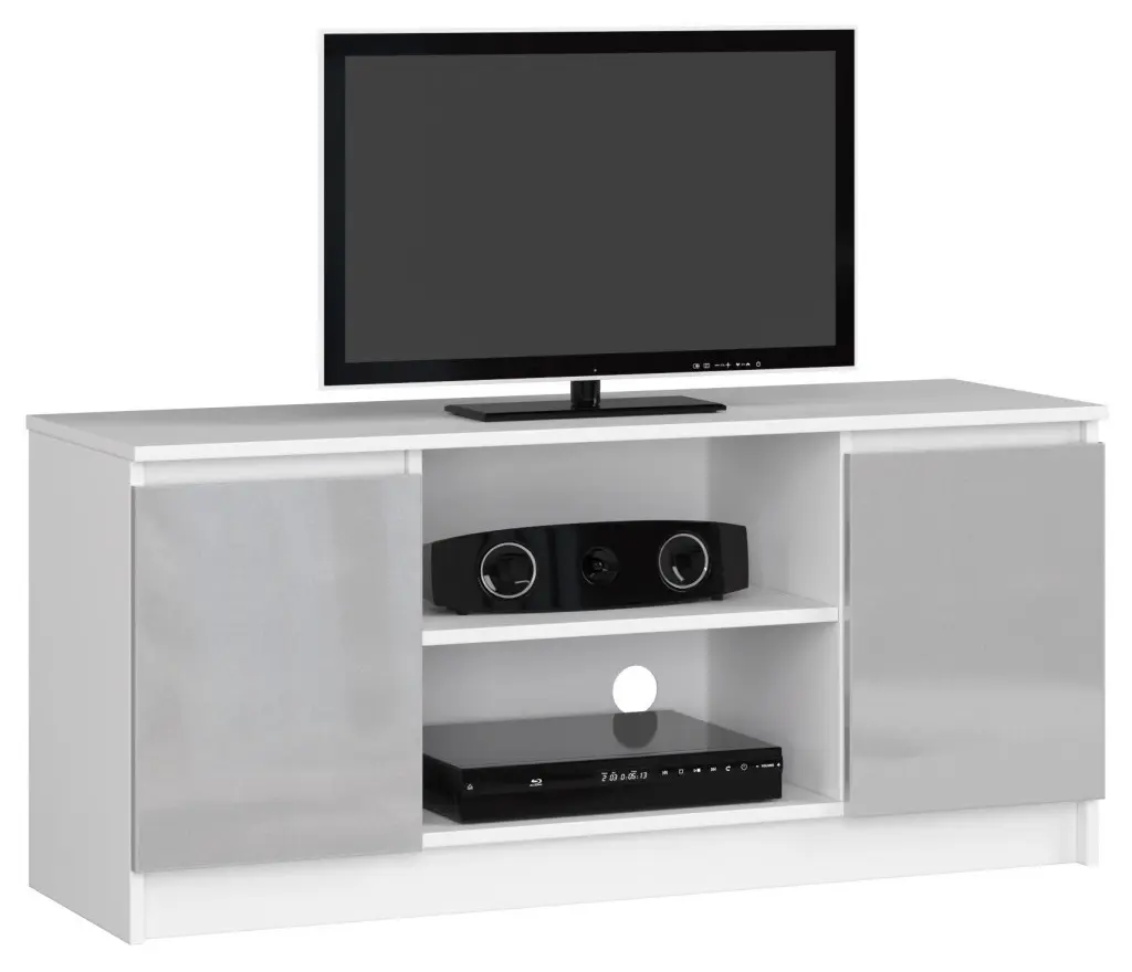 Tumba pentru TV Akord K120 2D1P (White/Metallic Gloss)
