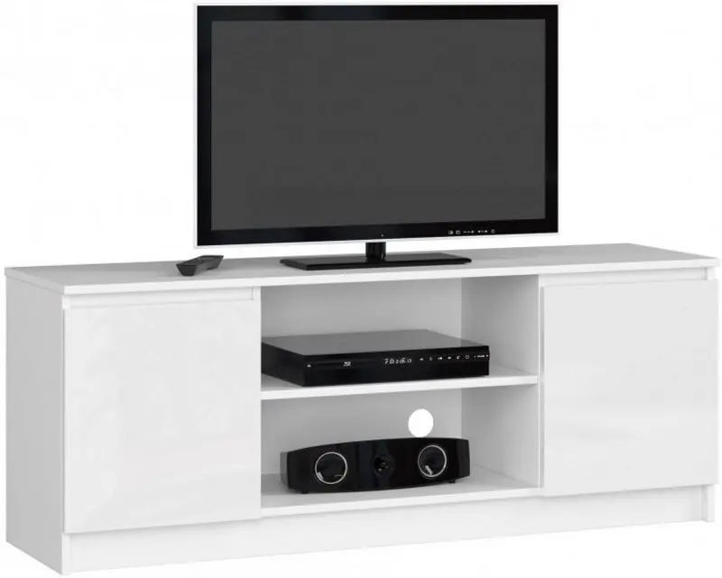 Tumba pentru TV Akord K140 2D1P (White/White Gloss)