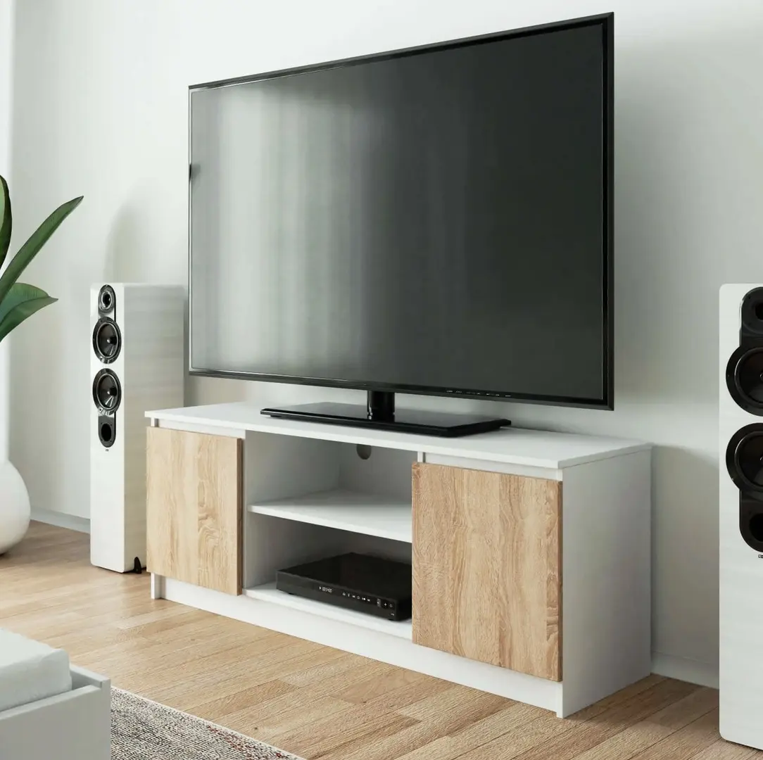 Tumba pentru TV Akord K140 2D1P (White/Sonoma Oak)
