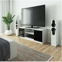 Tumba pentru TV Akord K140 2D1P (White/Black Gloss)