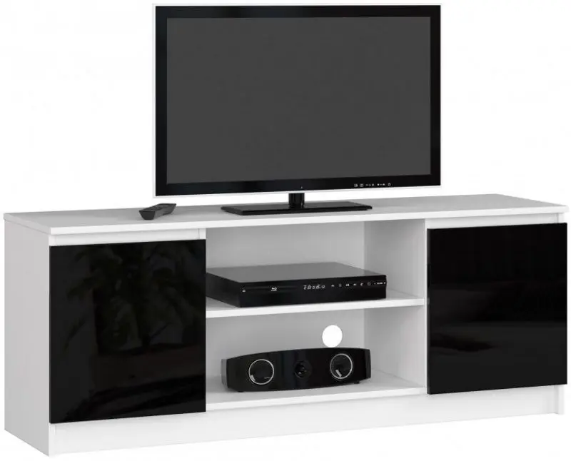 Tumba pentru TV Akord K140 2D1P (White/Black Gloss)